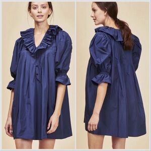 Hunter Bell Navy Blue Sullivan Ruffle Dress